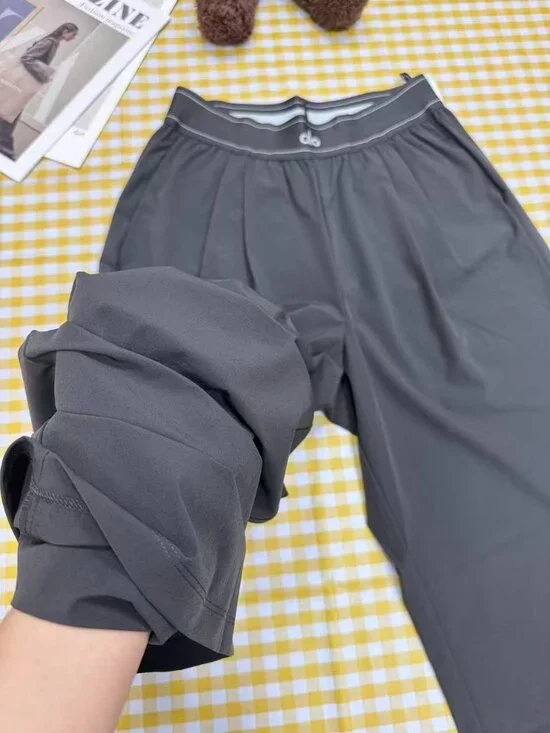 Dark grey ALO Yogo trousers 👖 Casual straight leg trousers - Picture 3 of 9